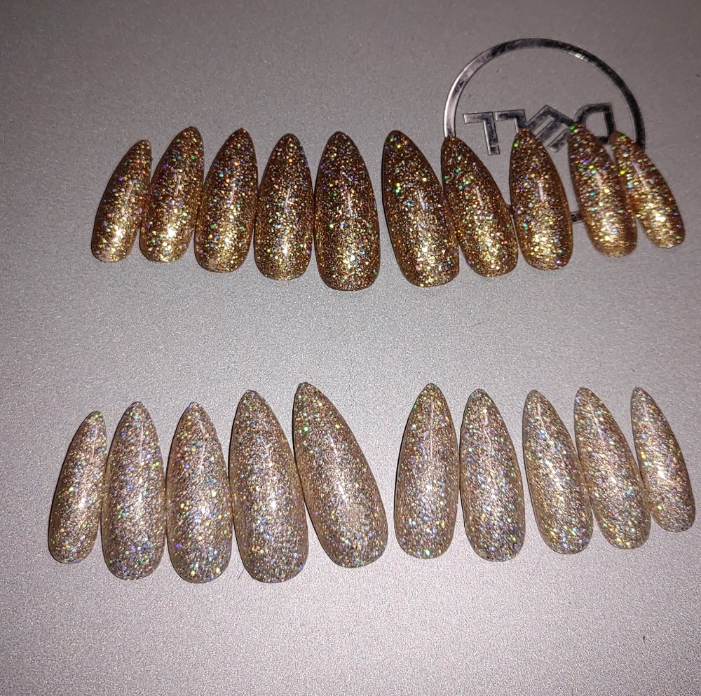 Glittery Gold Press-On Nails